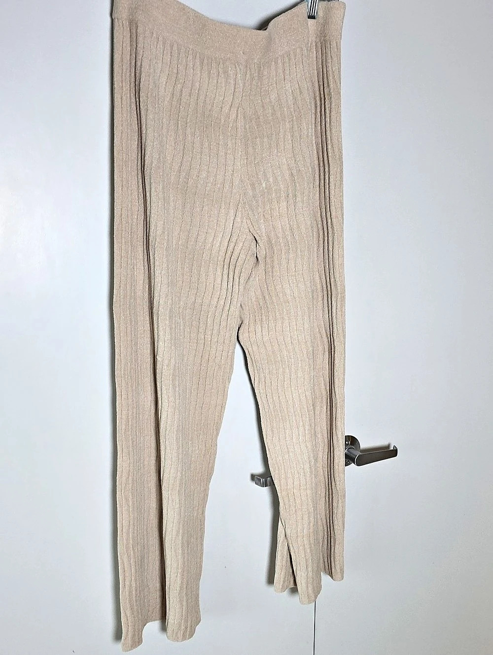 Barefoot Dreams CozyChic Ultra Lite pants Ribbed Knit Beige Large